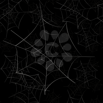 Spider Web  Seamless Pattern on Black Background