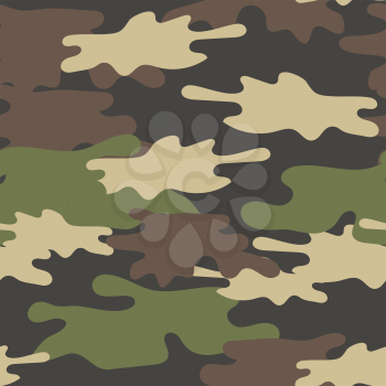 Camouflage Seamless Pattern. Military Repeat Army Texture . Classic Clothing Style Masking. Green Brown Olive Colors Forest Background.