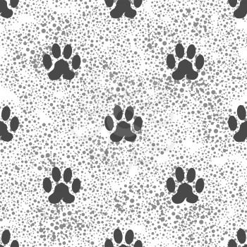 Seamless Cat Animal Paw Pattern. Print of Dog Paw Background