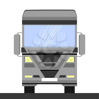 Grey Container Truck Icon on White Background. Front View. Cargo Delivery. Generic Semi-trailer Transportation. Car Eurotrucks Delivering Vehicle