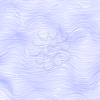 Blue Wave Stripe Background. Grunge Line Textured Pattern