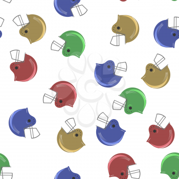 Colored Sport Football Helmet Seamless Pattern on White Background