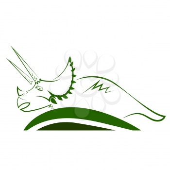 Triceratops Dinosaur Green Icon Isolated on White Background