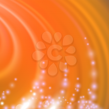 Abstract Orange Blurred Wave Background with Light Particles