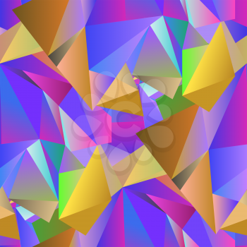 Colorful Crystal Seamless Pattern. Low Polygonal Design