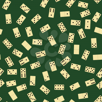 Domino Seamless Pattern Isolated on Green Background. Board Game Texture