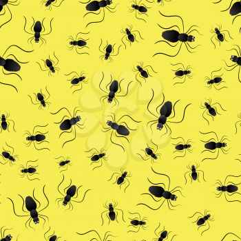 Spider Seamless Pattern Isolated on Yellow Background