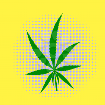 Green Cannabis Leaves Dotted Background. Marijuana Halftone Pattern