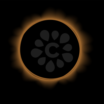 Full Solar Eclipse Isolated on Black Background