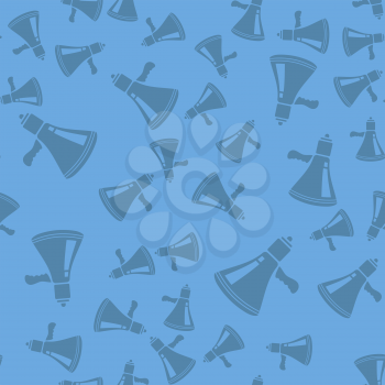 Megaphone Seamless Pattern. Speaker Texture on Blue Background