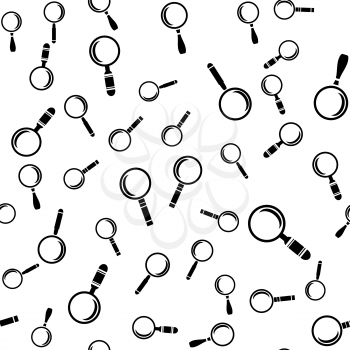 Different Magnifying Glass Icons Seamless Pattern Isolated on White Background