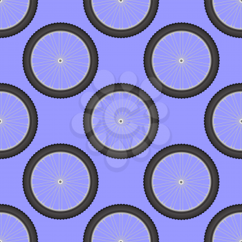 Bicycle Wheel Icon Seamless Pattern Isolated on Blue Background