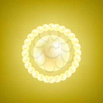 Vector Natural Realistic Pearls on Yellow Gradient Background