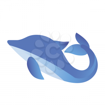 Sea Dolphin Logo. Fish Blue Icon Isolated on White Background