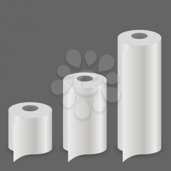 White Paper Roll Set Isolated on Grey Background