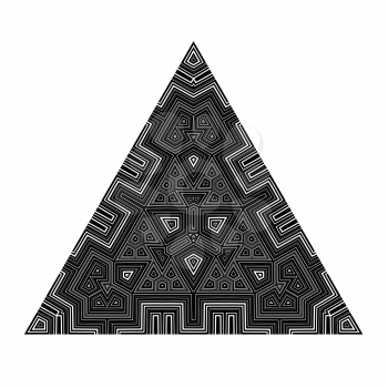 Black Mosaic Geometric Triangle Isolated on White Background