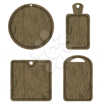 Set of Different Wood Cutting Boards Isolated on White Background