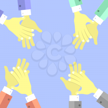 Clapping Hands on Blue Background. Flat Design