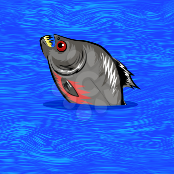 Cartoon Fish Swimming in Blue Water Background