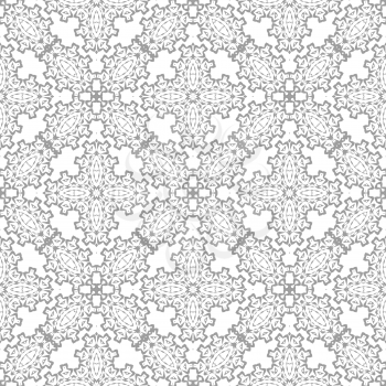 Grey Ornamental Seamless Line Pattern. Endless Texture. Oriental Geometric Ornament