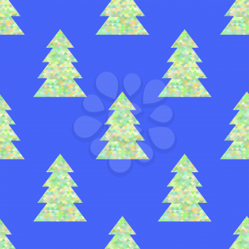 Green Decorative Seamless Pattern on Blue Background