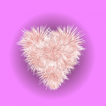 Fur Pink Heart Isolated on Blurred Background