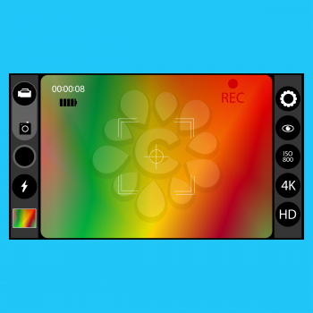 Digital Camera Viewfinder with Exposure and Settings. Modern Interface Concept For Touch Device. Template Focusing Screen