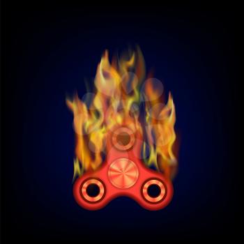Burning Red Fidget Finger Spinner Icon Isolated on White Background. Modern Stress Relieving Toy