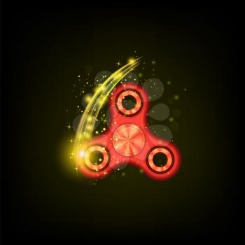 Fidget Finger Spinner Icon Isolated on Dark Background. Modern Stress Relieving Toy