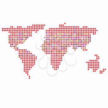 Colorful dotted world map isolated on white background