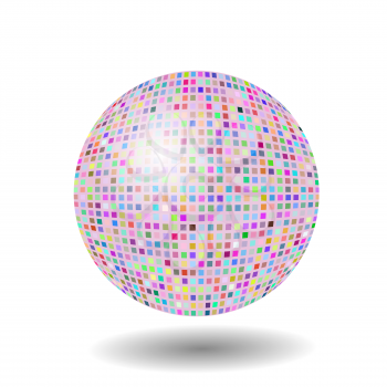 Colored mosaic sphere isolated on white background