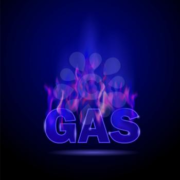 Gas Burning Fire Isolated on Blurred Black Background