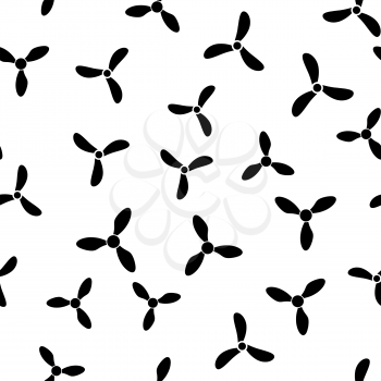 Propeller Silhouette Seamless Pattern Isolated on White Background