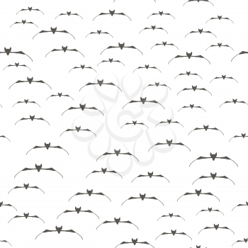 Cartoon Halloween Bat Silhouettes Seamless Pattern Isolated on White Background
