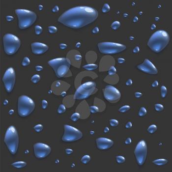 Set of Water Drops Isolated on Grey Background