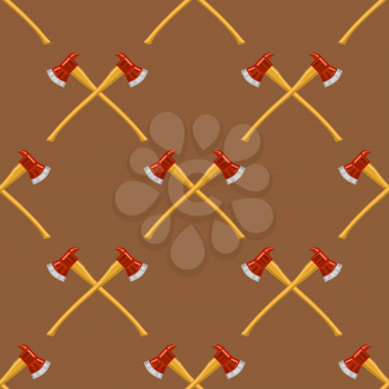 Firefighter Cross Axes SeAmless Pattern Isolated on Brown Background