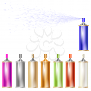 Set of Colored Sprays Isolated on White Background