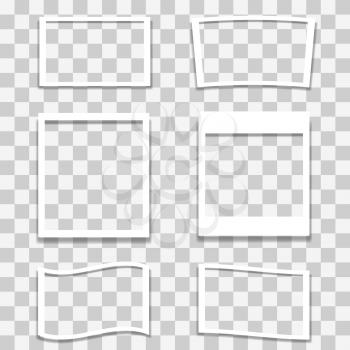 Set of Different Photo Frames Isolated on Checkered Background