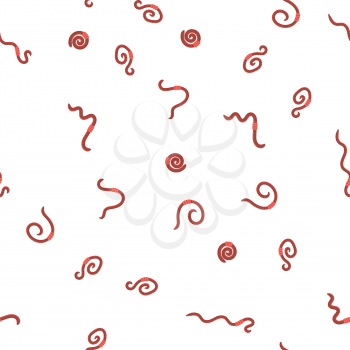 Animal Earth Red Worms for Fishing Seamless Pattern on White Background