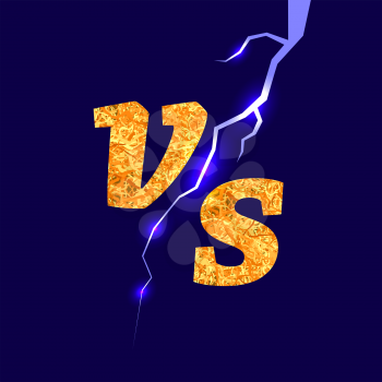 Concept of Confrontation, Together, Standoff, Final Fighting. Versus VS Letters Fight Background with Lightning
