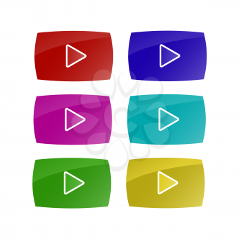 Set of Colorful Play Buttons Isolated on White Background. Media Player Interface