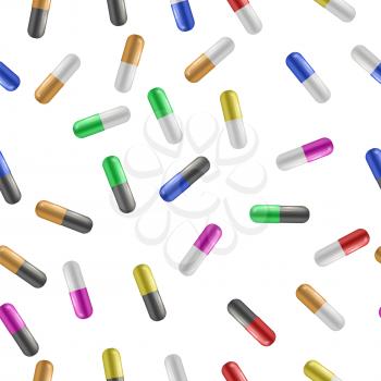 Set of Colorful Pills Isolated on White Background