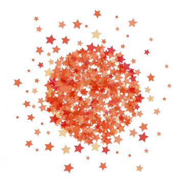 Red Star Burst Isolated on White Background. Starry Confetti Pattern