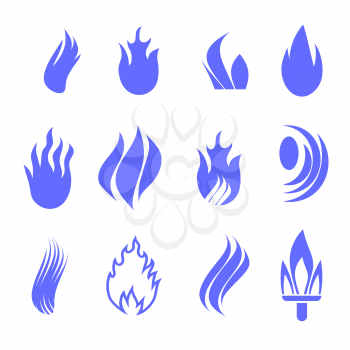 Gas industry blue symbol set isolated on white background