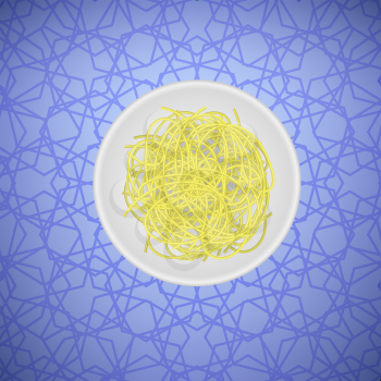 Boiled Floury Product Spaghetti Pattern on Blue Background
