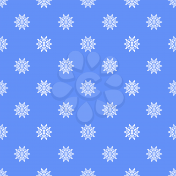 Snowflakes Seamless Pattern on Blue Background. Winter Christmas Decorative Texture