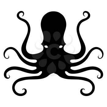Octopus Icon Isolated on White Background. Stilized Logo Design. Sea Food Symbol.