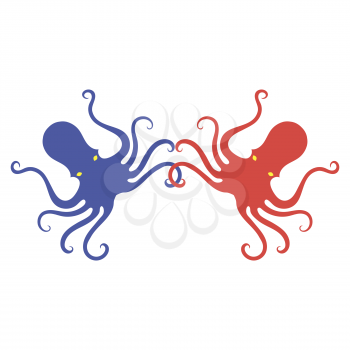 Colorful Octopus Icon Isolated on White Background. Stilized Logo Design. Sea Food Symbol.