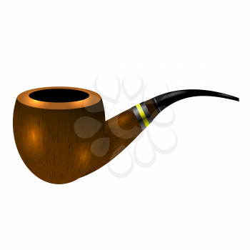 Retro Wooden Smoking Pipe Isolated on White Background