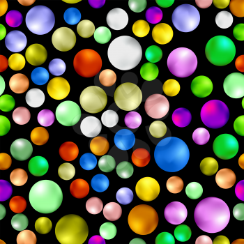 Colorful Sweet Gumball Seamless Pattern Isolated on Black Background